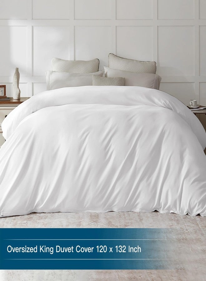 STWIENER Oversized King Plus Duvet Cover 120"x132", Only 1 Piece Extra Large Ultra Soft Microfiber White Duvet Cover for All Season Zipper Closure, 8 Corner Ties(1 Pc, White, Alaskan King 120x132 inches) - Image 2